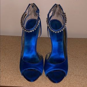 Blue & Gold Satin Nine West Heels